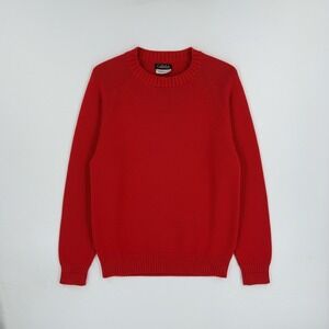 Vintage Garfinckel's Cotton Knit Raglan Pullover Sweater Red‎ Crew Neck Size L